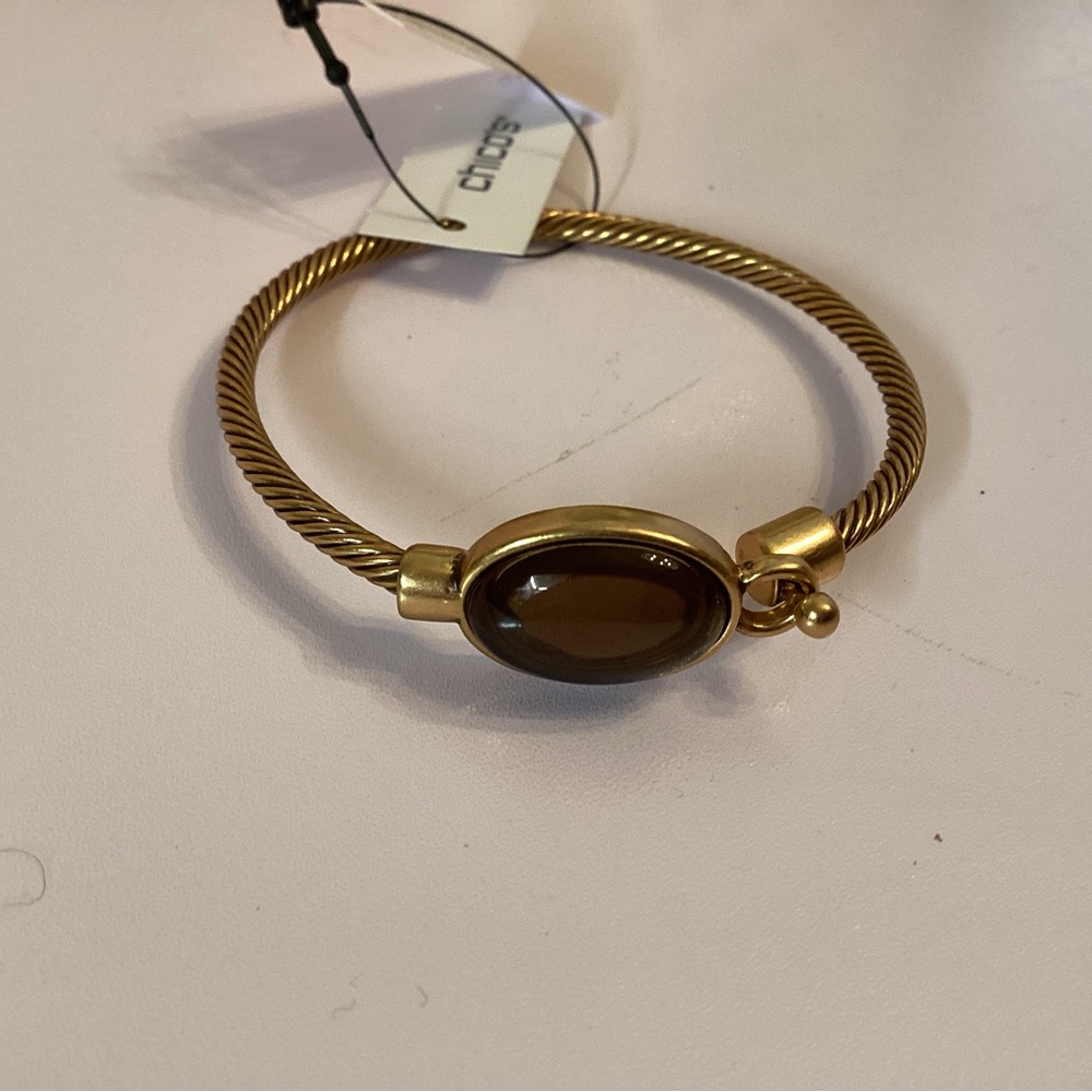Chico's Gold Bracelet with Deep Brown Accent